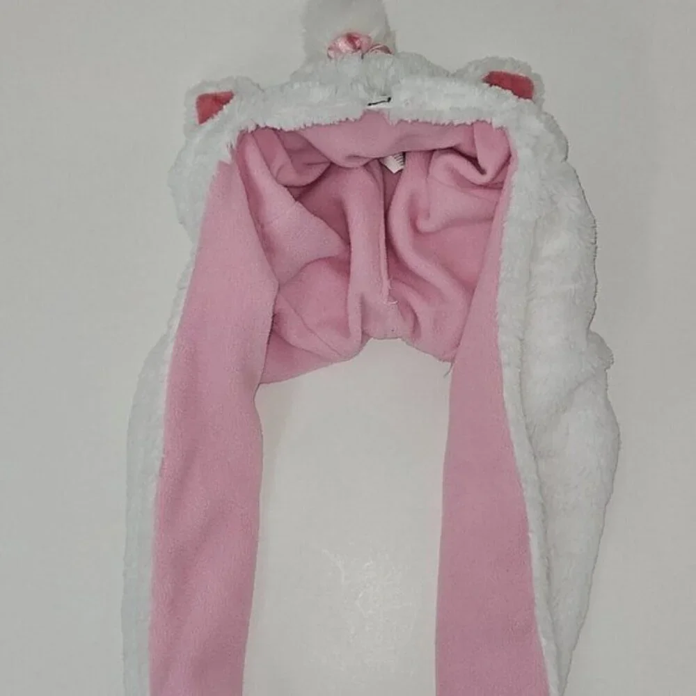 Disney Parks Marie Aristocats Fleece Plush Hat Scarf Mittens 1-Piece Combo Child